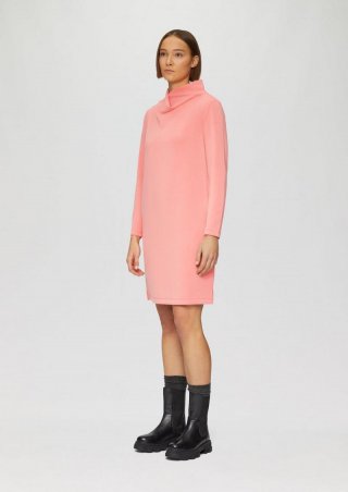 s.Oliver Scuba-Kleid mit Wasserfallkragen und seitlichen Eingrifftaschen - koralle