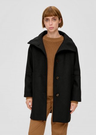 s.Oliver Twill-Mantel aus Wollmix - schwarz