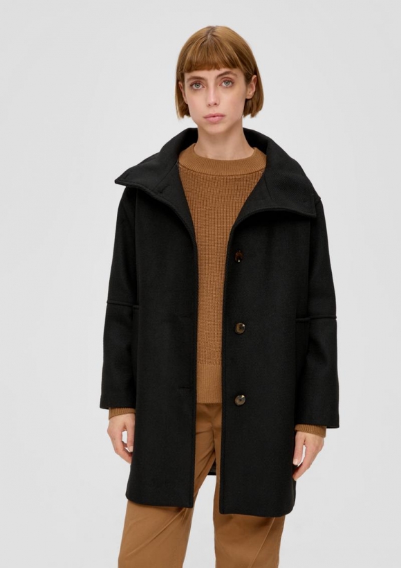 s.Oliver Twill-Mantel aus Wollmix - schwarz