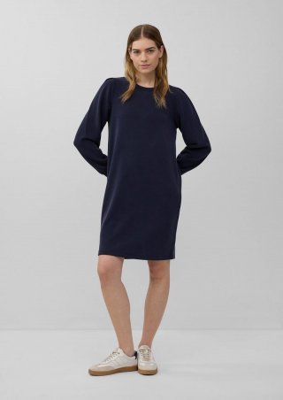 s.Oliver Scuba-Kleid mit Faltendetail am Arm - navy