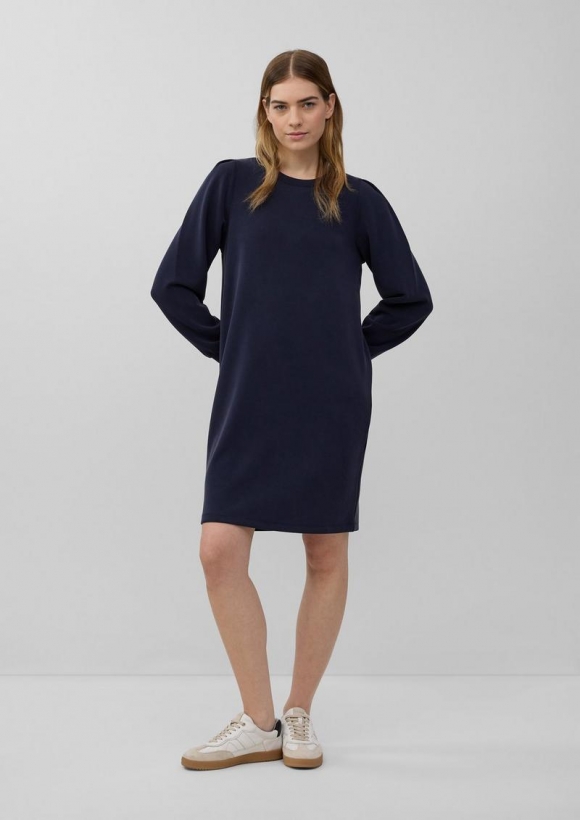 s.Oliver Scuba-Kleid mit Faltendetail am Arm - navy