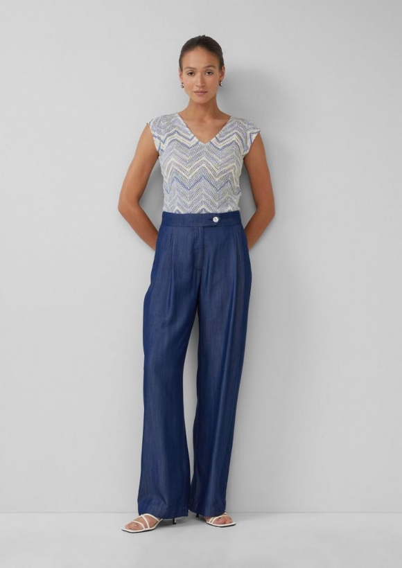 s.Oliver Relaxed-Fit-Hose in Denim-Optik mit Extra Wide Leg - blau