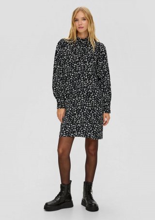 s.Oliver Crêpe-Kleid mit Raffung - schwarz