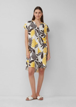 s.Oliver Blusenkleid aus Leinenmix mit Eingrifftaschen - ecru