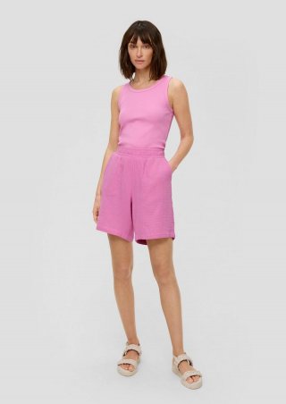 s.Oliver Baumwoll-Shorts mit Elastikbund und Musterstruktur - rosa