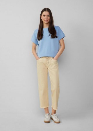s.Oliver Cropped-Jeans Karolin / Regular Fit / Mid Rise / Straight Leg / offener Saum - helles zitrone