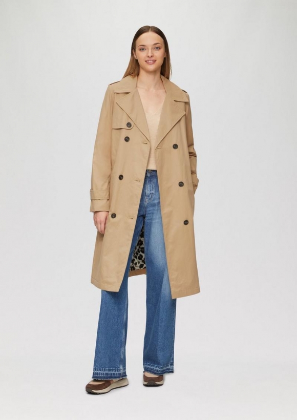 s.Oliver Wattierter Trenchcoat mit Innenprint - beige