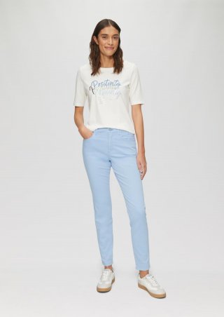 s.Oliver Gewaschene Hose im Slim Fit aus Baumwollsatin - hellblau