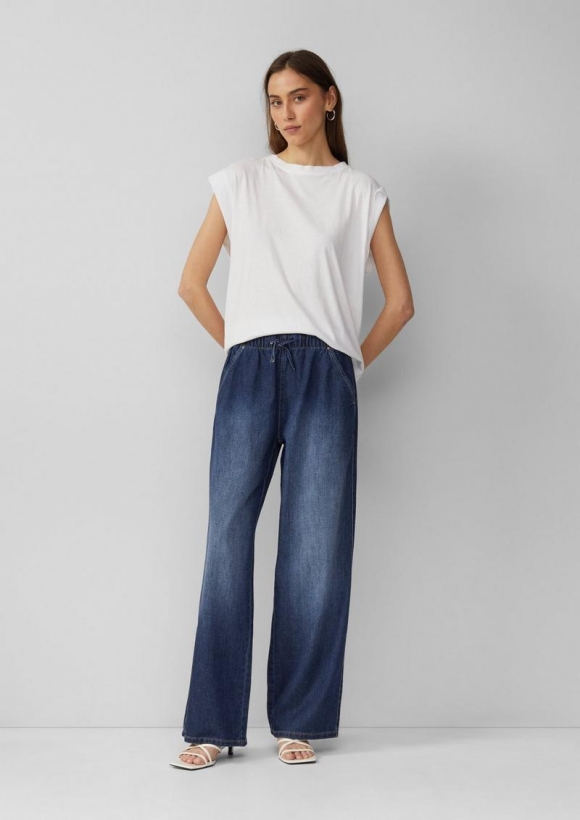 s.Oliver Jeans / Comfort Fit / Mid Rise / Wide Leg / Sommerdenim | QS x Sarah & Tini - dunkelblau
