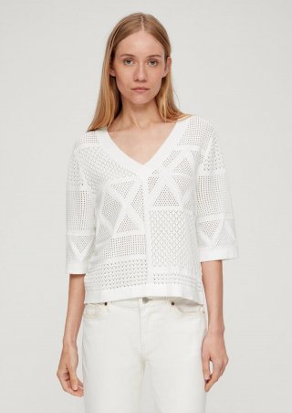 s.Oliver Strickshirt aus Baumwolle - ecru