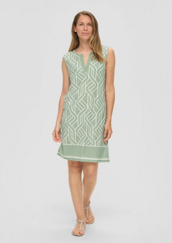 s.Oliver Luftiges Jerseykleid mit Print - salbeigrün