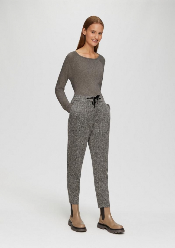 s.Oliver Elastische Jogpants mit Muster - dunkelgrau