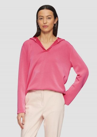 s.Oliver Kapuzenshirt aus Sweat mit Satin-Details - pink