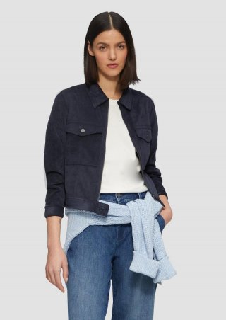 s.Oliver Kurze Feincordjacke mit aufgesetzten Taschen - navy