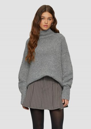 s.Oliver Longpullover aus Bouclé - Strick - grau meliert