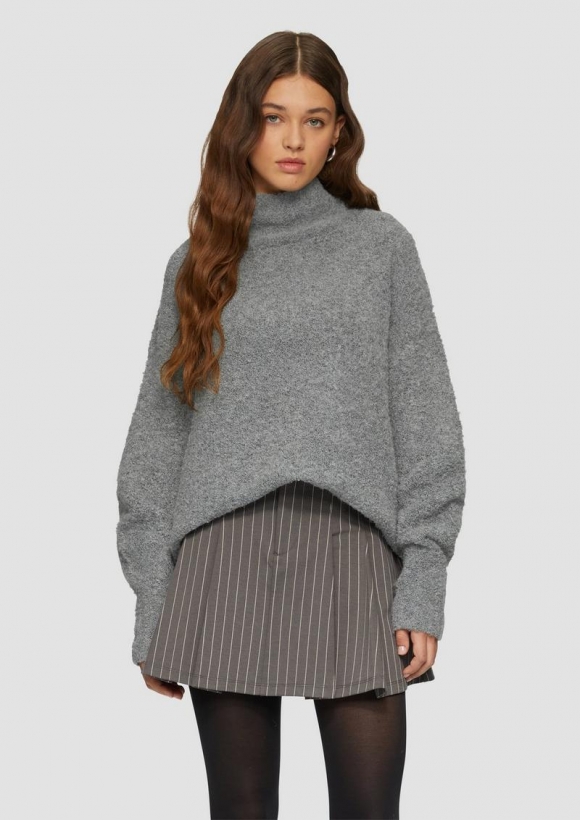 s.Oliver Longpullover aus Bouclé - Strick - grau meliert