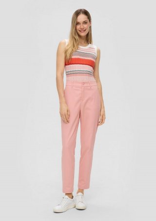 s.Oliver Elastische Hose mit Tapered Leg - rosa