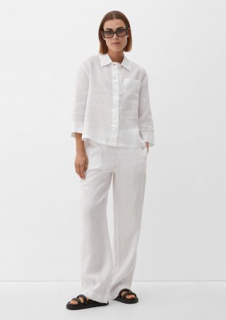 s.Oliver Loose: Joggpants aus Leinen - weiß