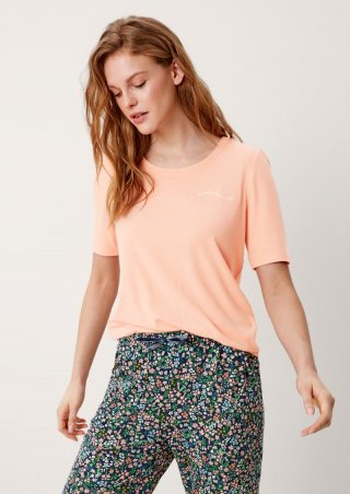 s.Oliver Pyjamashirt mit Stickerei - hellorange