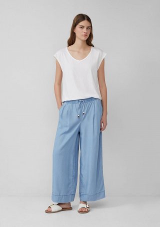 s.Oliver Lyocell-Culotte Suri / Relaxed Fit / High Rise / Wide Leg / Elastikbund - blau