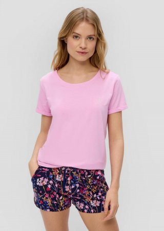 s.Oliver Pyjama-T-Shirt aus Baumwoll-Viskosemix - rosa