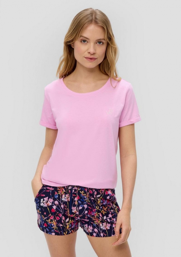 s.Oliver Pyjama-T-Shirt aus Baumwoll-Viskosemix - rosa