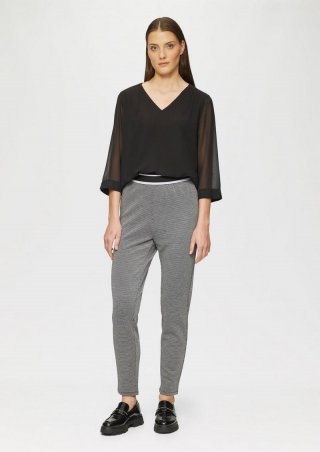 s.Oliver Komfortable Leggings mit Hahnentrittmuster - schwarz
