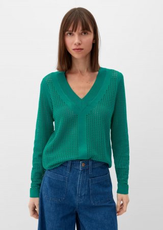 s.Oliver Pullover mit Lochmuster - smaragd
