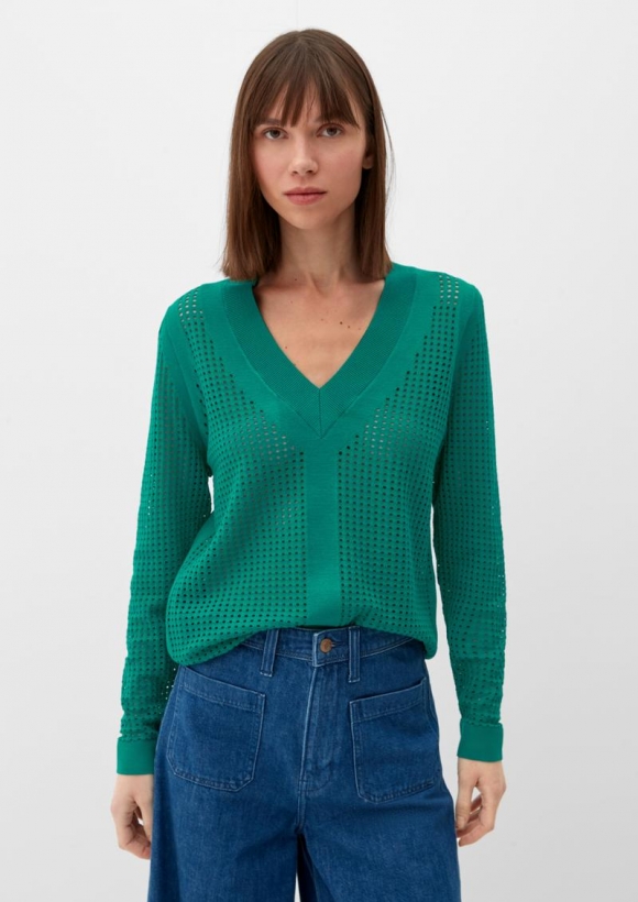 s.Oliver Pullover mit Lochmuster - smaragd