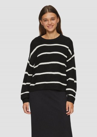 s.Oliver Strickpullover mit Ringeln - schwarz