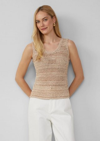 s.Oliver Stricktop mit Ajourmuster - helles beige