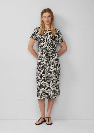 s.Oliver Jersey-Kleid mit Knotendetail und Raffung - schwarz