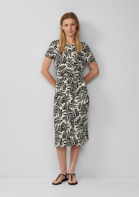 s.Oliver Jersey-Kleid mit Knotendetail und Raffung - schwarz