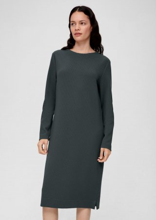 s.Oliver Midikleid im Strukturmuster - olivgrün