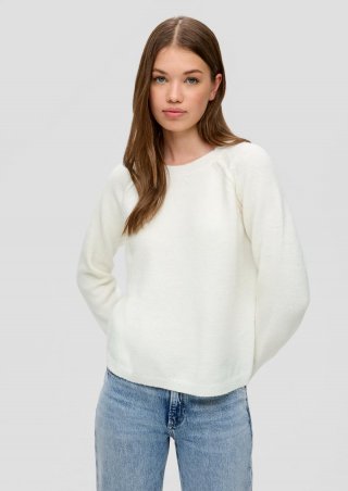 s.Oliver Strickpullover mit Rollsaum - creme