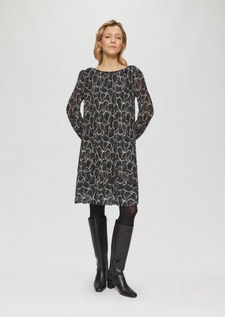 s.Oliver Plissiertes Kleid aus Chiffon - schwarz