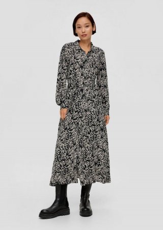 s.Oliver Midikleid aus Viskose - schwarz