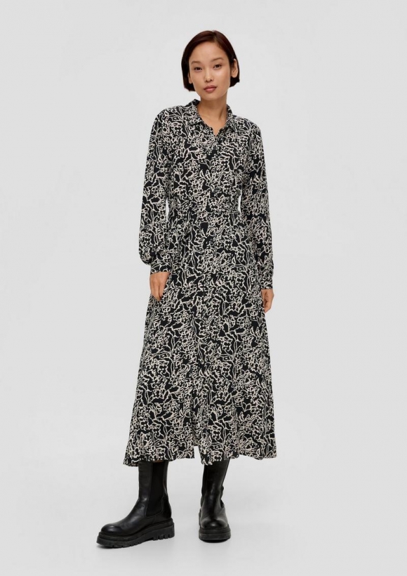s.Oliver Midikleid aus Viskose - schwarz