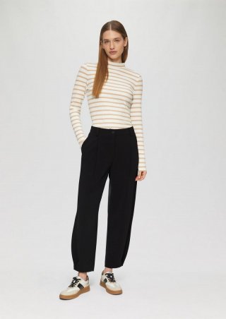 s.Oliver Cropped Hose mit Barrel Leg und Saum-Detail - schwarz