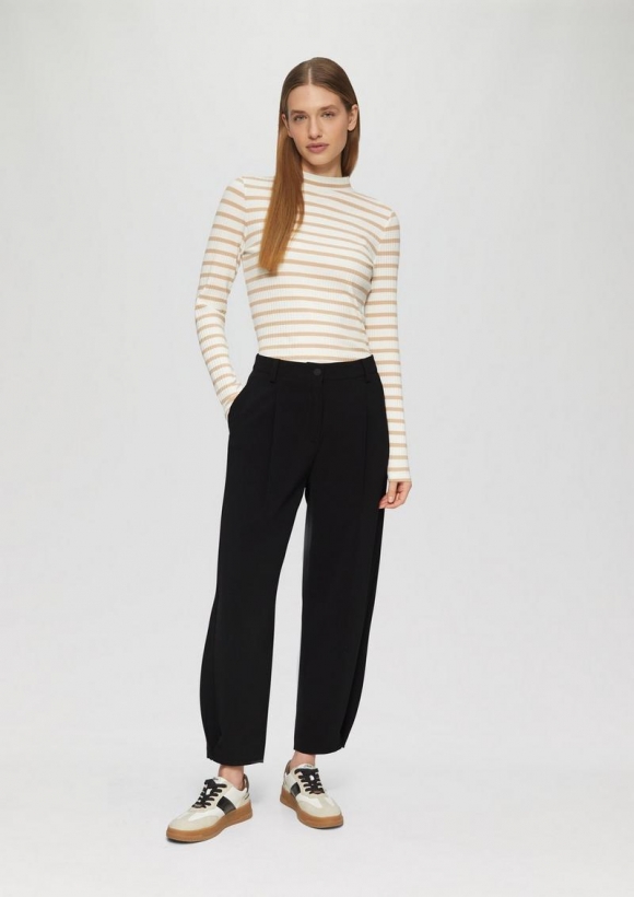 s.Oliver Cropped Hose mit Barrel Leg und Saum-Detail - schwarz