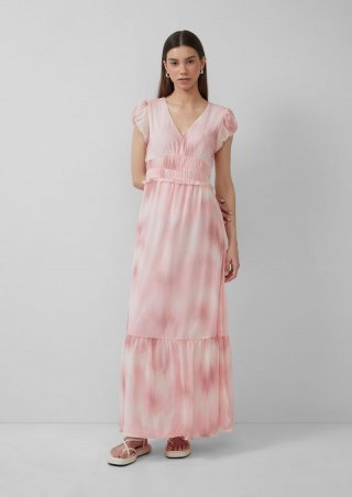s.Oliver zartes Chiffonkleid mit All-over-Print - zartrosa