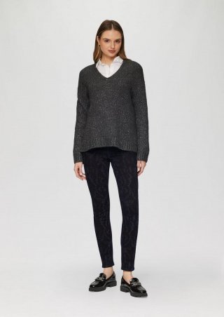 s.Oliver Jeans Izabell / Skinny Fit / Mid Rise / Skinny Leg / mit All-over-Print - navy
