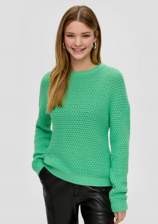s.Oliver Pullover mit Strickmuster - smaragd