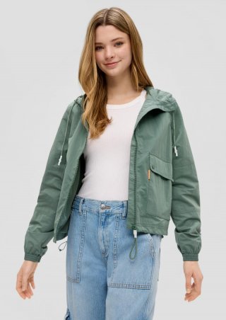 s.Oliver Kapuzenjacke mit Crinkle-Struktur - tannengrün