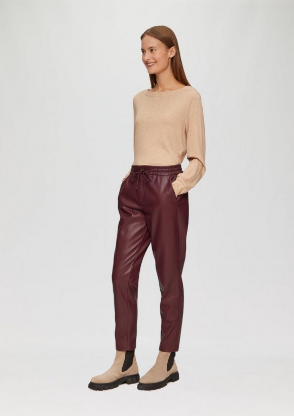 s.Oliver Jogpants aus Lederimitat - rubinrot