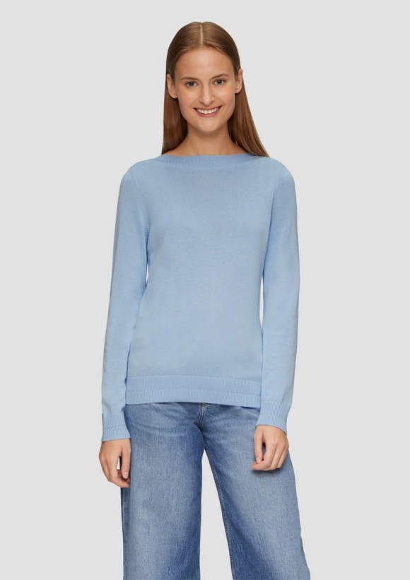 s.Oliver Strickpullover mit U-Boot-Ausschnitt - hellblau