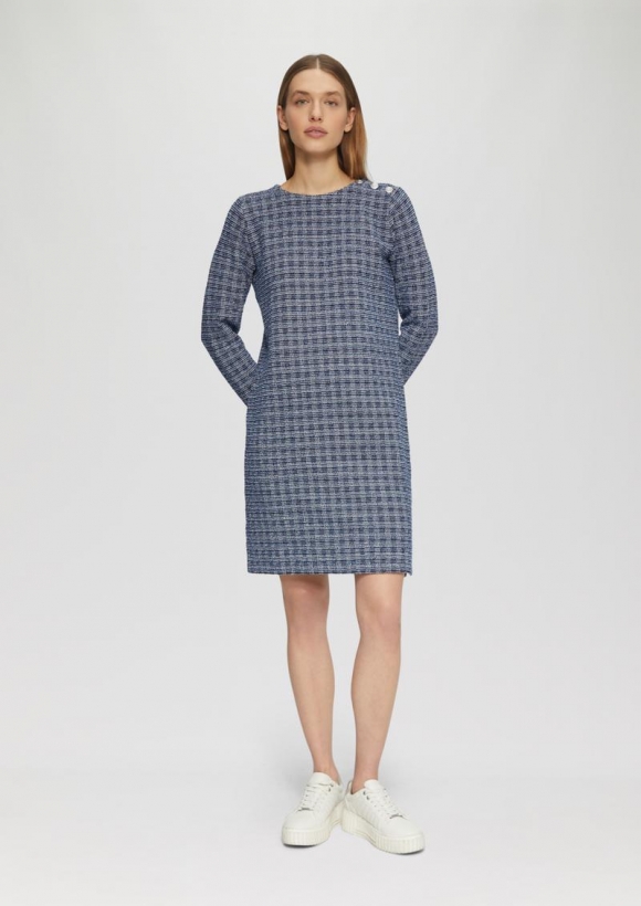 s.Oliver Kurzes Bouclé-Kleid mit Zierknöpfen - navy