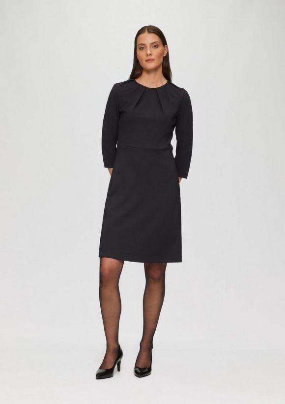 s.Oliver Kleid aus Interlockjersey mit Raff-Details - schwarz