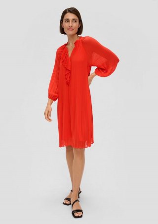 s.Oliver Plissiertes Kleid aus Chiffon - preiselbeere