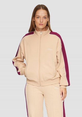 s.Oliver Sweatjacke mit Seitenstreifen - beige